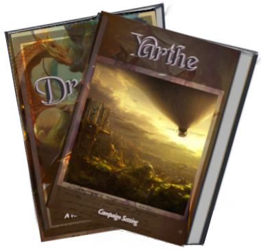 mockup images of the Yarthe Campaign Setting & Dragons of Yarthe supplement books